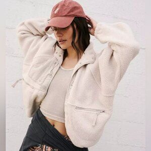 New Free People Hit The Slopes Fleece Jacket- canvas